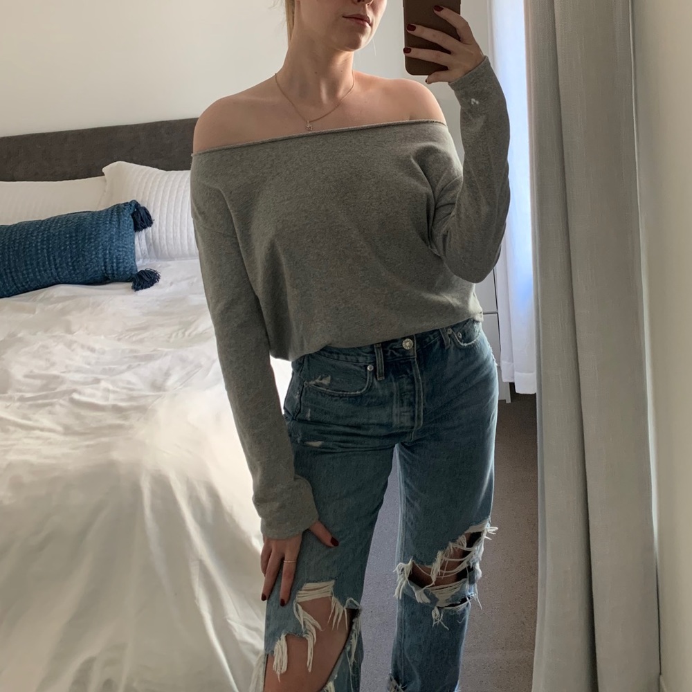 Misguided grey off the shoulder sweater
